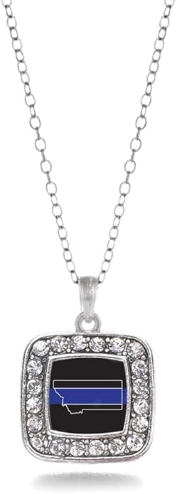 Inspired Silver - Silver Square Charm 18 Inch Necklace with Cubic Zirconia Jewelry