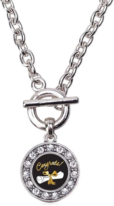 Inspired Silver - Silver Circle Charm 18 Inch Necklace with Cubic Zirconia Jewelry