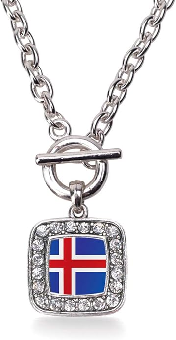 Inspired Silver - Silver Square Charm 18 Inch Necklace with Cubic Zirconia Jewelry