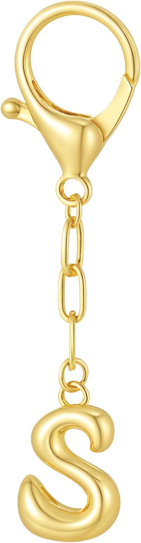 GAOKOXI Gold Bubble Initial Keychain Charm for Women Chunky Bag Purse Charms A-Z Letter Key Chains for Handbag Accessories