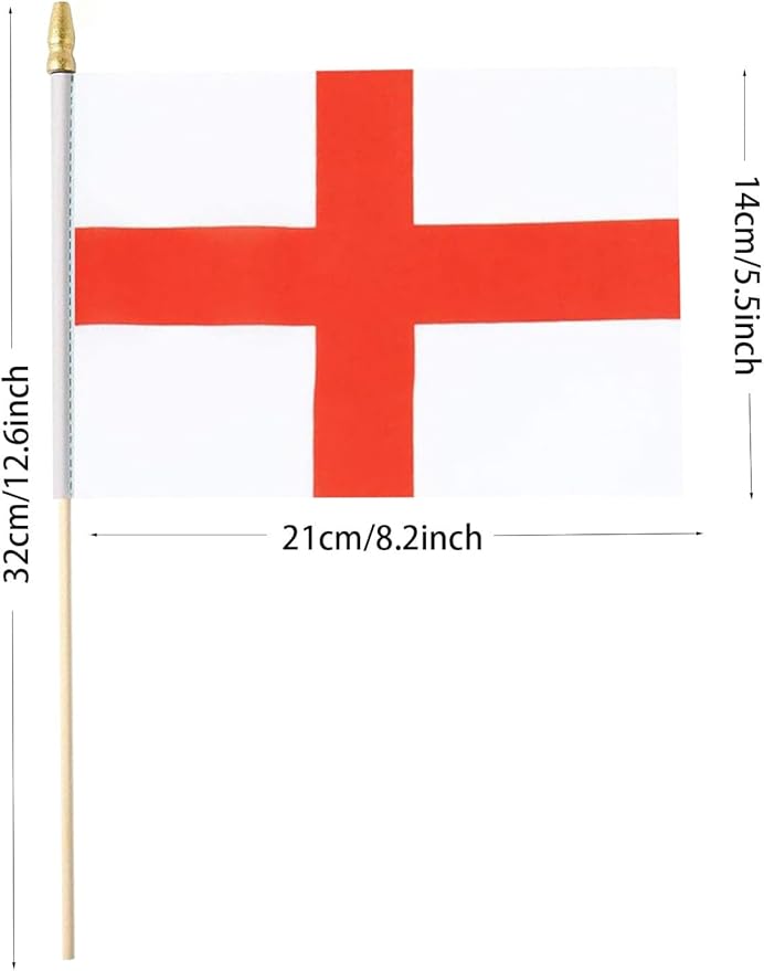 GSYLPFT 12 Pack England Flags on Sticks English Small Mini Hand Held Flags for Office Classroom Holiday Party Decorations