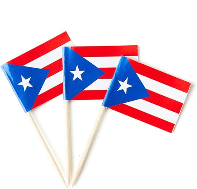 Puerto Rico Flag Puerto Rican Flag, Small Mini Puerto Rican Toothpick Flags for Food, Cupcakes, Cocktails, Appetizers, Bar Party Decorations