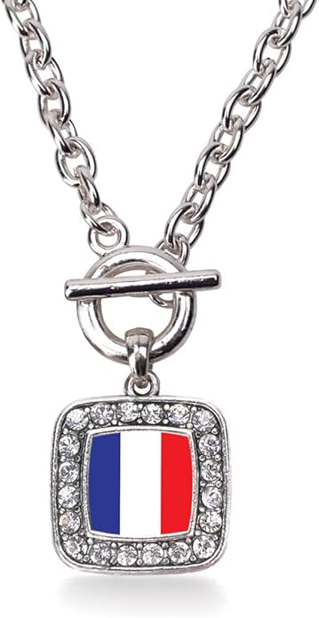 Inspired Silver - Silver Square Charm 18 Inch Necklace with Cubic Zirconia Jewelry
