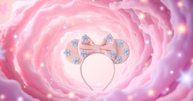 KARETT Sequins Mouse Ears Headband With Glitter Bow Princess Party Decorations For Girls Women