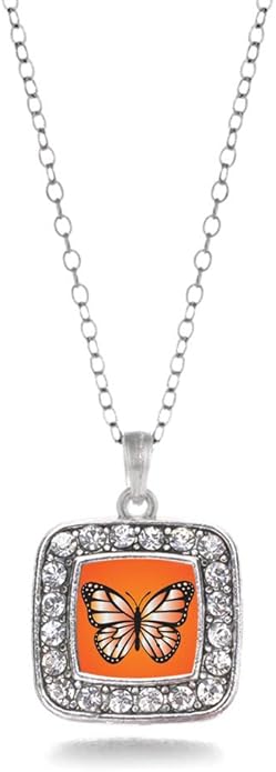Inspired Silver - Silver Square Charm 18 Inch Necklace with Cubic Zirconia Jewelry