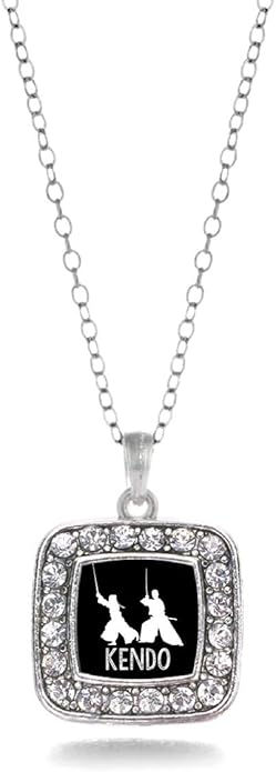 Inspired Silver - Silver Square Charm 18 Inch Necklace with Cubic Zirconia Jewelry