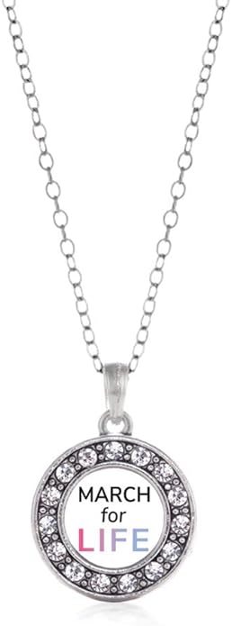 Inspired Silver - Silver Circle Charm 18 Inch Necklace with Cubic Zirconia Jewelry