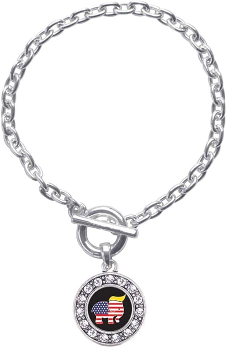 Inspired Silver - Silver Circle Charm Toggle Bracelet with Cubic Zirconia Jewelry