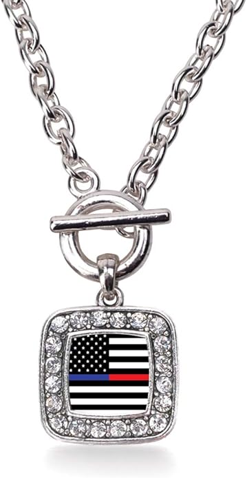 Inspired Silver - Silver Square Charm 18 Inch Necklace with Cubic Zirconia Jewelry
