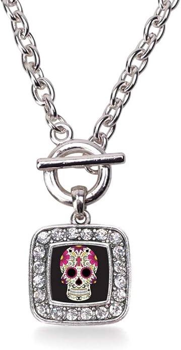 Inspired Silver - Silver Square Charm 18 Inch Necklace with Cubic Zirconia Jewelry