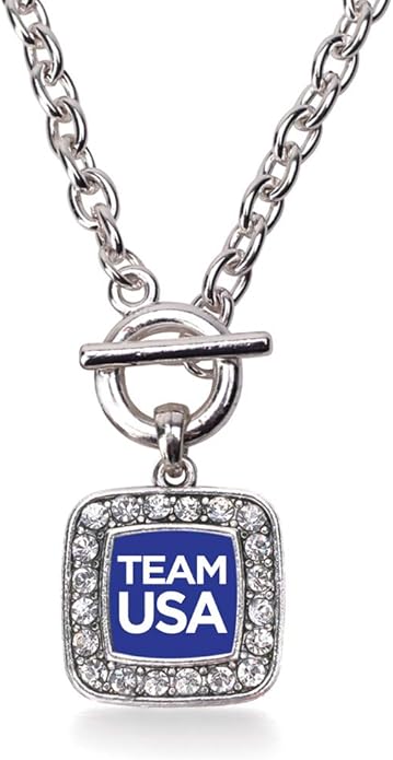 Inspired Silver - Silver Square Charm 18 Inch Necklace with Cubic Zirconia Jewelry