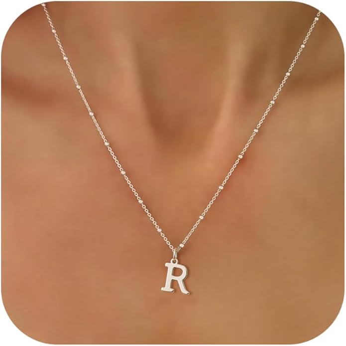 MDIEEL Initial Necklaces for Women Dainty 14k Gold Plated A-Z Letter Pendant Name Necklaces Cute Charm Choker Fashion Accessories Non Tarnish Trendy Jewelry Gift