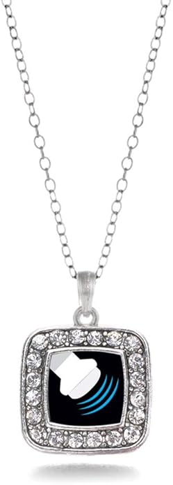 Inspired Silver - Silver Square Charm 18 Inch Necklace with Cubic Zirconia Jewelry
