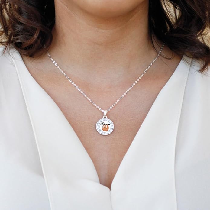 Inspired Silver - Silver Circle Charm 18 Inch Necklace with Cubic Zirconia Jewelry