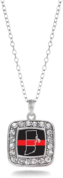 Inspired Silver - Silver Square Charm 18 Inch Necklace with Cubic Zirconia Jewelry
