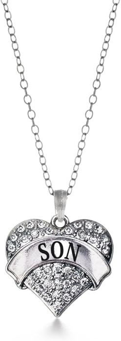 Inspired Silver - Silver Pave Heart Charm 18 Inch Necklace with Cubic Zirconia Jewelry