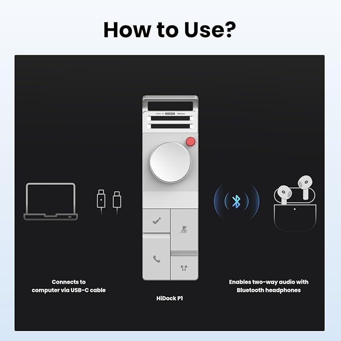 HiDock P1 AI Voice Recorder: Smart Voice Recorder Work with Wireless Earbuds Portable Digital Recording Device BlueCatch Tech Meeting Transcription Summary Playback HiNotes Control 64GB(Space Gray)