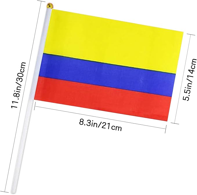 Colombia Flag Small Colombian Flag 12 Pack Mini Hand Held Colombian Flags on Sticks for Party Parades Sports Events Patriotic Holiday Decorations