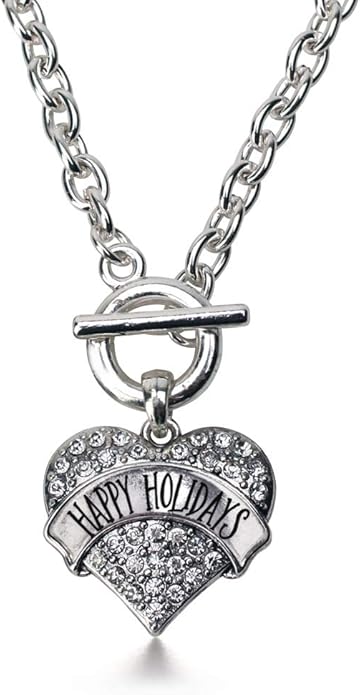 Inspired Silver - Silver Pave Heart Charm 18 Inch Necklace with Cubic Zirconia Jewelry