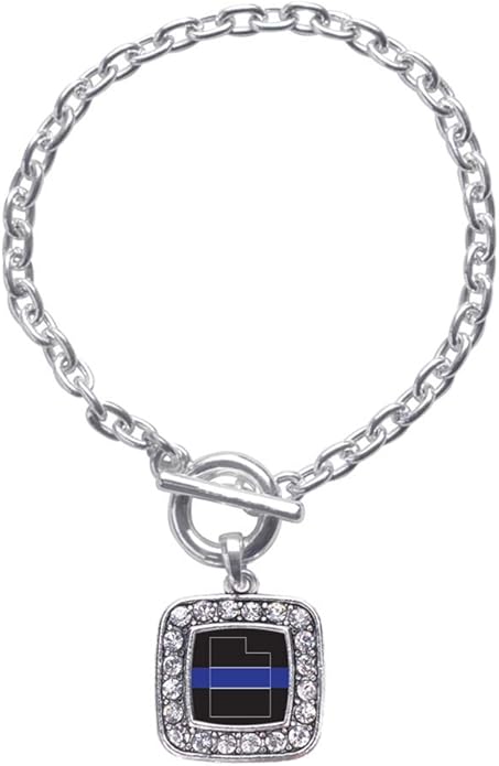 Inspired Silver - Silver Square Charm Toggle Bracelet with Cubic Zirconia Jewelry