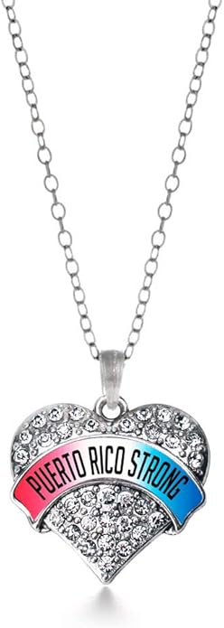 Inspired Silver - Silver Pave Heart Charm 18 Inch Necklace with Cubic Zirconia Jewelry