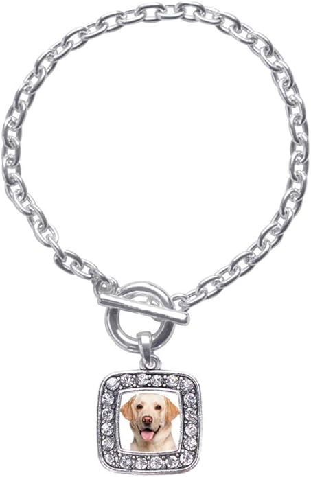 Inspired Silver - Silver Square Charm Toggle Bracelet with Cubic Zirconia Jewelry