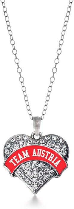Inspired Silver - Silver Pave Heart Charm 18 Inch Necklace with Cubic Zirconia Jewelry