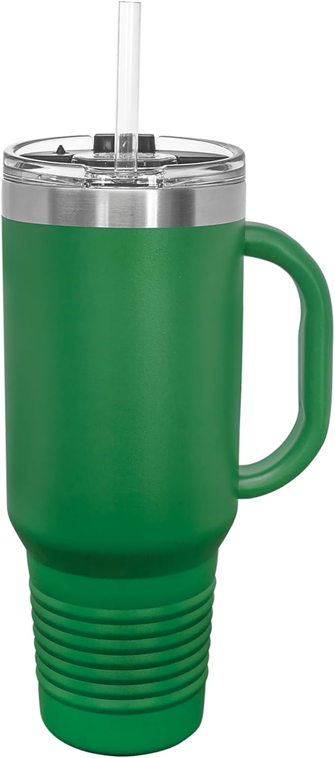 LaserGram 40oz Vacuum Insulated Travel Mug with Handle, CNA Certified Nurse Assistant, Personalized Engraving Included (Green)