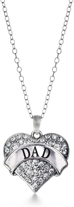 Inspired Silver - Silver Pave Heart Charm 18 Inch Necklace with Cubic Zirconia Jewelry