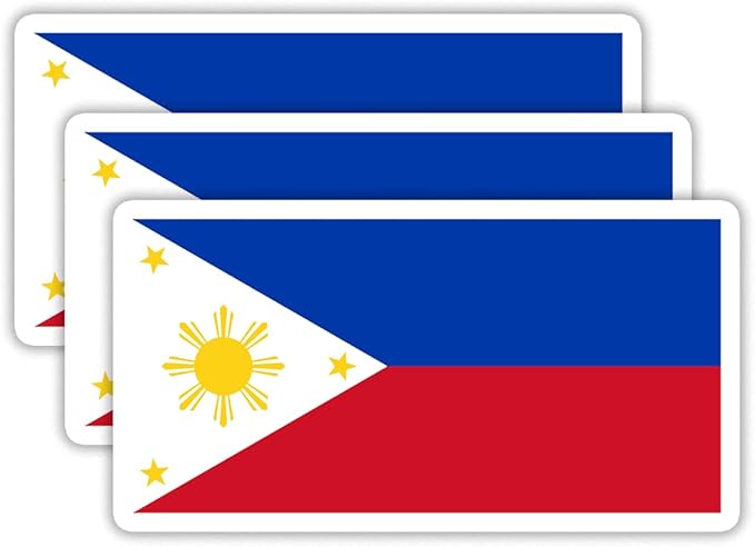 (3PCS) Philipines Flag stickers, Countries Flag Stickers - Waterproof Vinyl Decals For Laptops, Tumblers, Water Bottles, Books, Scrapbooks, Size 3 x 1.6 Inch