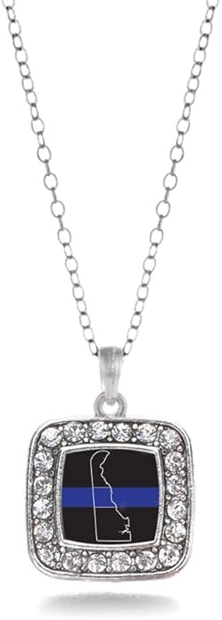 Inspired Silver - Silver Square Charm 18 Inch Necklace with Cubic Zirconia Jewelry