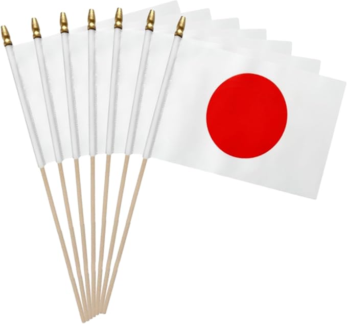 GSYLPFT 12 Pack Japan Flags on Sticks Japanese Small Mini Hand Held Flags for Office Classroom Holiday Party Decorations