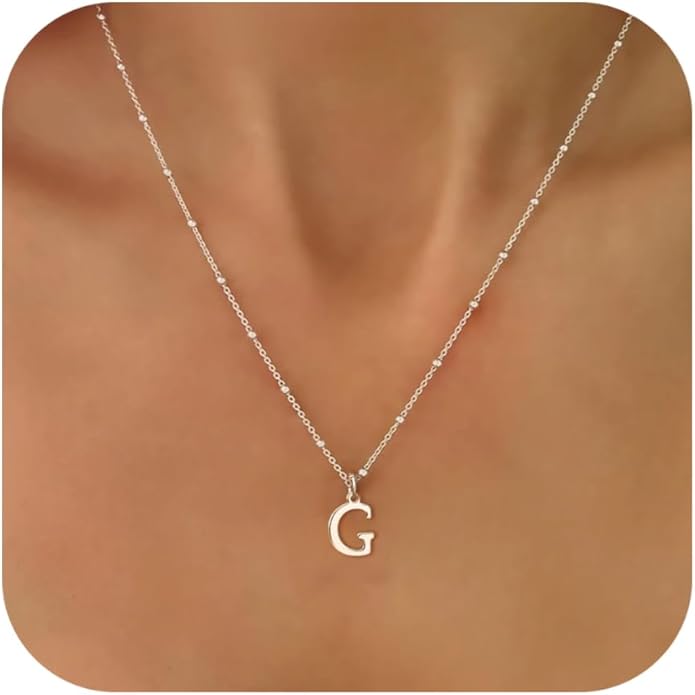 MDIEEL Initial Necklaces for Women Dainty 14k Gold Plated A-Z Letter Pendant Name Necklaces Cute Charm Choker Fashion Accessories Non Tarnish Trendy Jewelry Gift