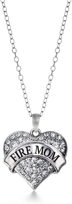 Inspired Silver - Silver Pave Heart Charm 18 Inch Necklace with Cubic Zirconia Jewelry