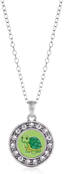Inspired Silver - Silver Circle Charm 18 Inch Necklace with Cubic Zirconia Jewelry