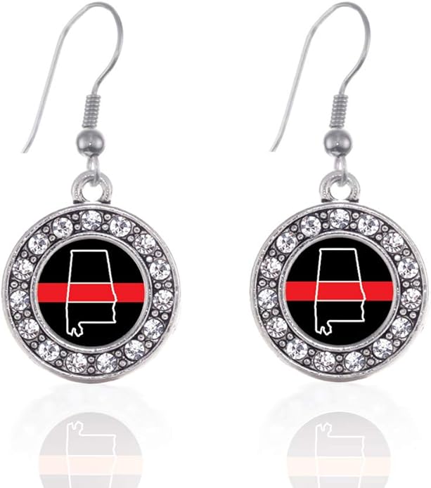 Inspired Silver - Silver Circle Charm French Hook Drop Earrings with Cubic Zirconia Jewelry