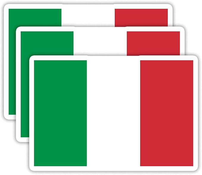 (3PCS) Italy Flag stickers, Countries Flag Stickers - Waterproof Vinyl Decals For Laptops, Tumblers, Water Bottles, Books, Scrapbooks, Size 3 x 2.1 Inch
