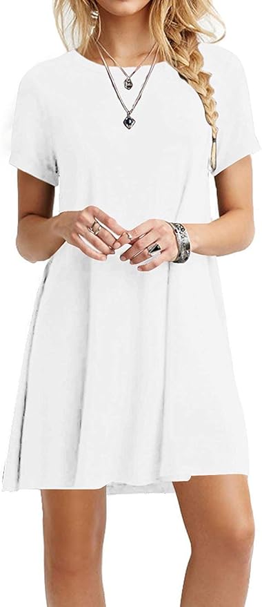 MOLERANI Women's Casual Plain Simple T-Shirt Loose Dress