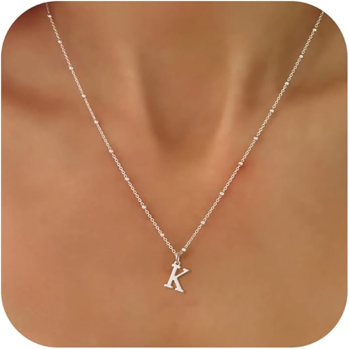 MDIEEL Initial Necklaces for Women Dainty 14k Gold Plated A-Z Letter Pendant Name Necklaces Cute Charm Choker Fashion Accessories Non Tarnish Trendy Jewelry Gift