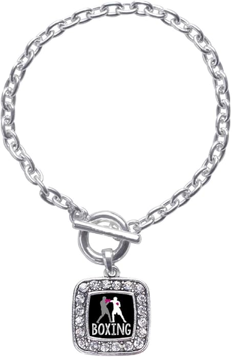 Inspired Silver - Silver Square Charm Toggle Bracelet with Cubic Zirconia Jewelry