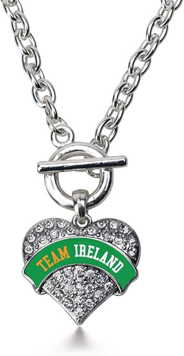 Inspired Silver - Silver Pave Heart Charm 18 Inch Necklace with Cubic Zirconia Jewelry