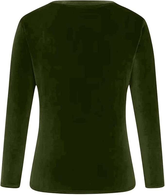 Velvet Tops for Women Dressy Casual V Neck Shirts Loose Fit Vintage Long Sleeve Velour Blouse Solid Holiday Party Outfits