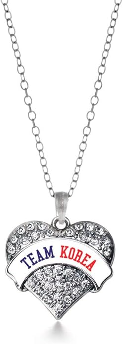 Inspired Silver - Silver Pave Heart Charm 18 Inch Necklace with Cubic Zirconia Jewelry