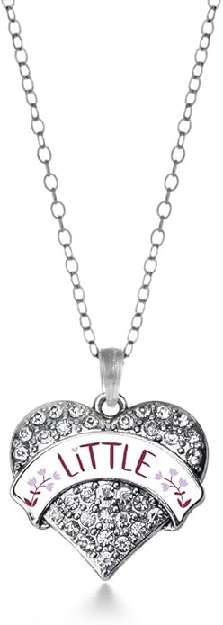 Inspired Silver - Silver Pave Heart Charm 18 Inch Necklace with Cubic Zirconia Jewelry