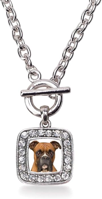 Inspired Silver - Silver Square Charm 18 Inch Necklace with Cubic Zirconia Jewelry