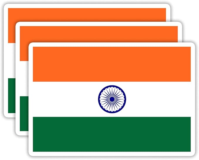 (3PCS) India Flag stickers, Countries Flag Stickers - Waterproof Vinyl Decals For Laptops, Tumblers, Water Bottles, Books, Scrapbooks, Size 3 x 2 Inch