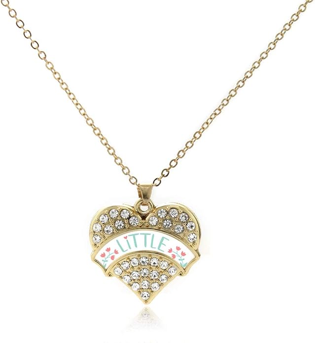 Inspired Silver - Gold Pave Heart Charm 18 Inch Necklace with Cubic Zirconia Jewelry