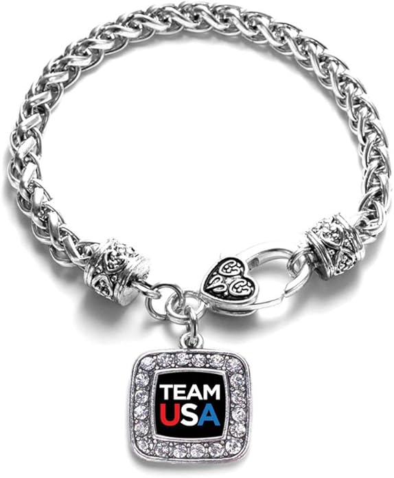 Inspired Silver - Silver Square Charm Bracelet with Cubic Zirconia Jewelry