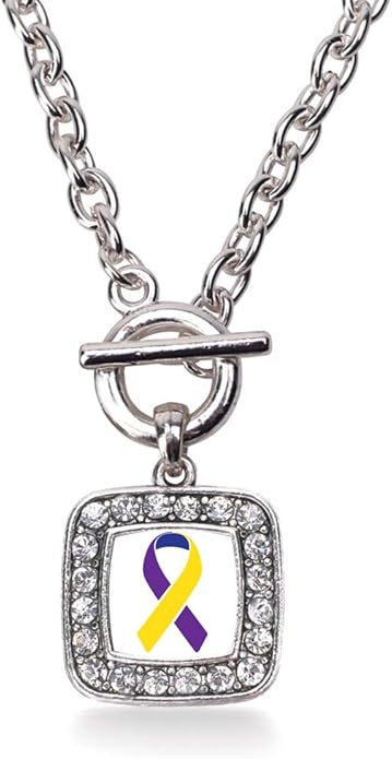 Inspired Silver - Silver Square Charm 18 Inch Necklace with Cubic Zirconia Jewelry
