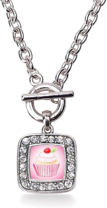 Inspired Silver - Silver Square Charm 18 Inch Necklace with Cubic Zirconia Jewelry